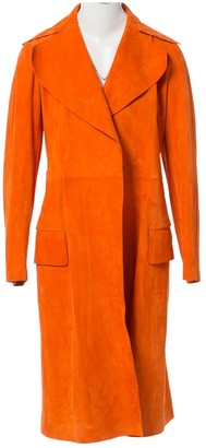Celine Orange Suede Trench Coat for Women