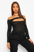 Thumbnail for your product : boohoo Off The Shoulder Long Sleeve Cut Out Bodysuit