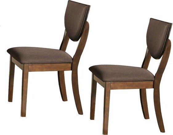 SimpleRelaxSetof2UpholsteredDiningChairswithSlopedBackrestinWalnutandDarkChocolate