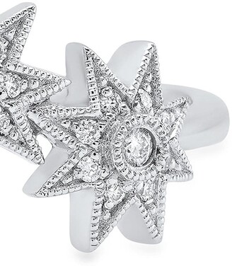 Colette 18kt White Gold Curved Three Star Diamond Ring