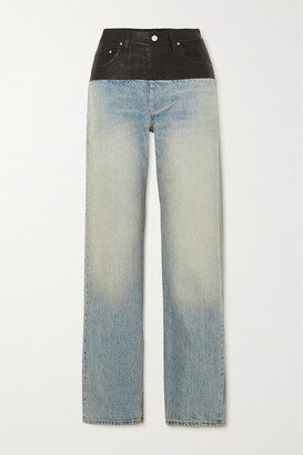 Amiri Leather-trimmed Mid-rise Straight-leg Jeans - Blue