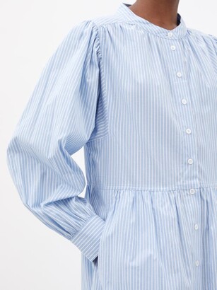 Sea Salma Striped Cotton-blend Poplin Shirt Dress - Blue