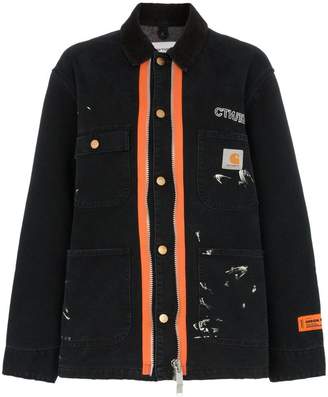 Heron Preston x carhartt orange contrast zip workwear jacket