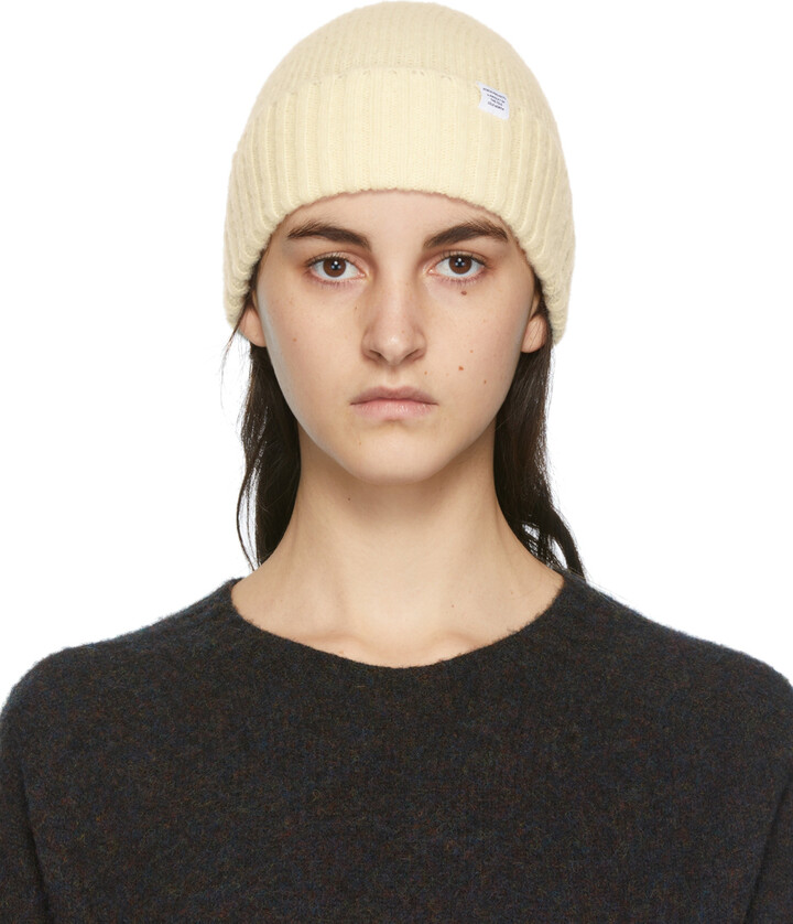 tæt klassekammerat Penelope Norse Projects Off-White Brushed Lambswool Beanie - ShopStyle Hats