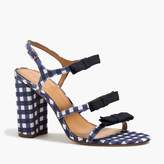 Thumbnail for your product : J.Crew Gingham canvas heel sandals with bows