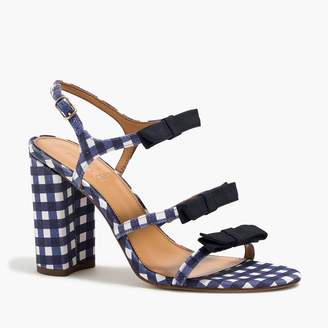 J.Crew Gingham canvas heel sandals with bows