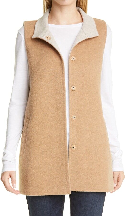 eileen fisher long shawl collar vest