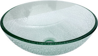 Ebern Designs Tempered Glass Vessel Bathroom Sink With Pop-Up Drain Tempered Glass Vanity Round Bowl (No Faucet)