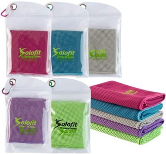 Solofit Cooling Towel (Set of 5) Ice Towel for Gym, Fitness, Golf, Yoga, Camping, Hiking, Workout, Soccer, Running, Sports, Beach Soft & Breathable Microfiber Chilly Towels for Instant Cooling Relief