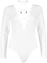 Thumbnail for your product : boohoo Tall Talie Scuba Lace Up Plunge Body With Choker