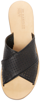 Jil Sander Navy Perforated Leather Crossover Sandal