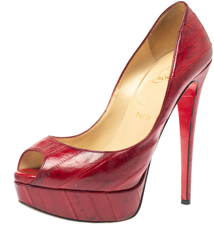 Christian Louboutin Lady Peep 150 Patent Calf Heels Size 39