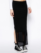 Thumbnail for your product : Noisy May Maxi Skirt With Mesh Detail