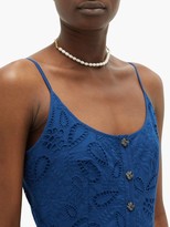 Thumbnail for your product : Saloni Fara Cotton Broderie Anglaise Midi Dress - Dark Blue
