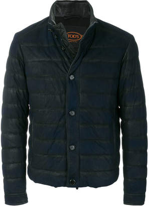 Tod's leather-trimmed quilted jacket