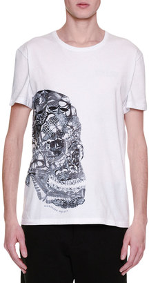Alexander McQueen Butterfly-Skull Graphic T-Shirt, White
