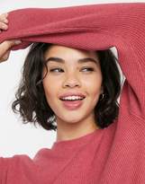 Thumbnail for your product : Bershka loose fit ribbed jumper in raspberry