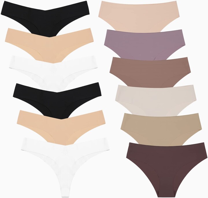 DEANGELMON Women Seamless Soft Thongs No Show Bikinis Panties Underwear Pack S - ShopStyle