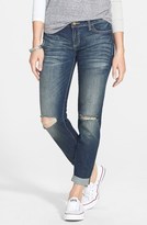 Thumbnail for your product : SP Black Distressed Boyfriend Skinny Jeans (Dark) (Juniors)
