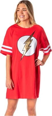 Intimo DC Comics Womens' The Flash Classic Symbol Nightgown Pajama Shirt Dress (Large) Red