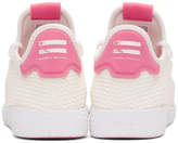 Thumbnail for your product : adidas x Pharrell Williams White and Pink Tennis Hu Sneakers