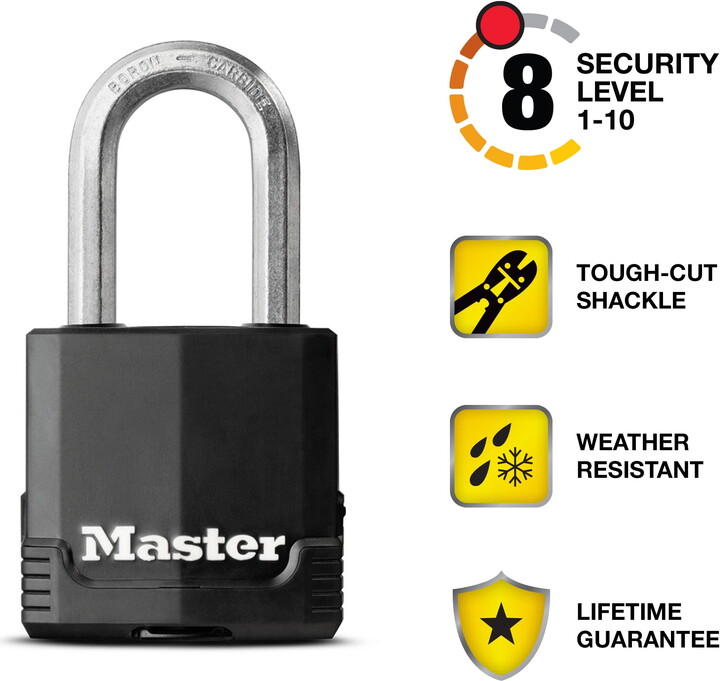 Master Lock Heavy Duty Outdoor Covered 1-7/8 in (48mm) Padlock with Key, 1-1/2 in (38mm) shackle