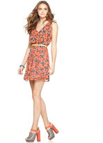 Thumbnail for your product : Bar III Dress, Sleeveless V Neck Bird Printed Ruffle A Line