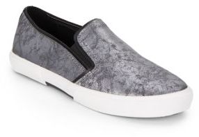 Kenneth Cole Reaction Distressed Metallic Faux Leather Slip-On Sneakers
