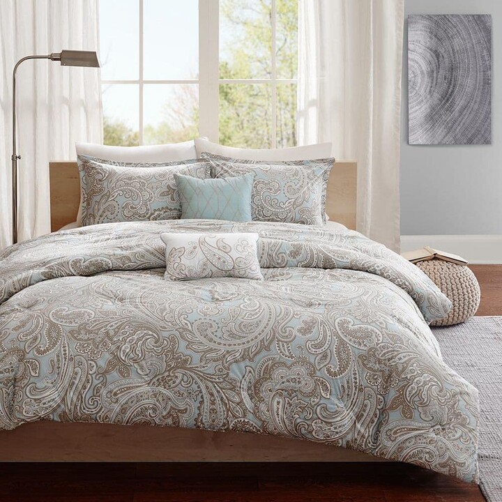 Madison Home USA Dermot 5-Piece Blue Cotton Percale Full/Queen Comforter Set