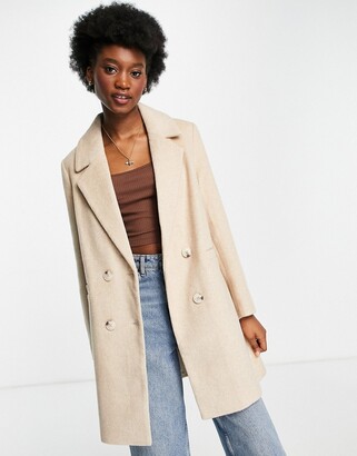 Hoofdkwartier theorie Assimileren Stradivarius double breasted tailored coat in camel - ShopStyle
