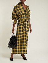 Thumbnail for your product : ATTICO Checked Tie-waist Cotton Shirtdress - Yellow Multi