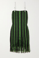 Thumbnail for your product : J.W.Anderson Fringed Striped Crochet-knit Mini Dress - Green - x small