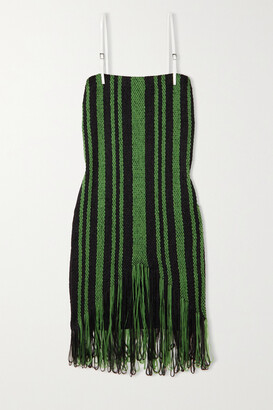 J.W.Anderson Fringed Striped Crochet-knit Mini Dress - Green - x small