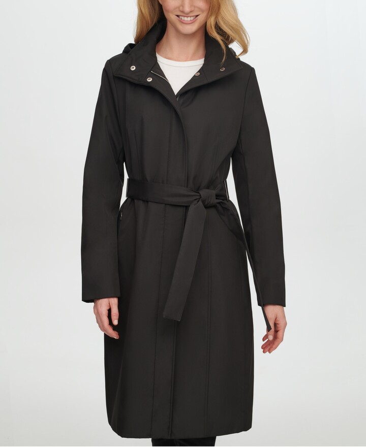 Calvin Klein Women's Belted Hooded Raincoat - ShopStyle