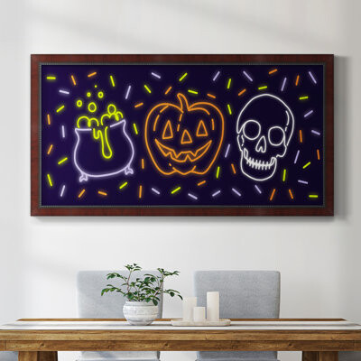 The Holiday Aisle Neon Halloween Collection D - Single Picture Frame Print on Canvas