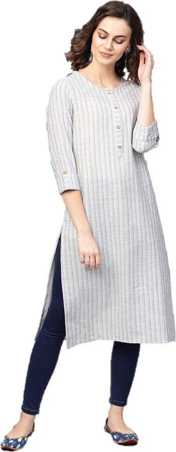 Ensemble Kurta Pour Femme Nitimatta - Mauve Et Argent - 100% Coton - Taille Large