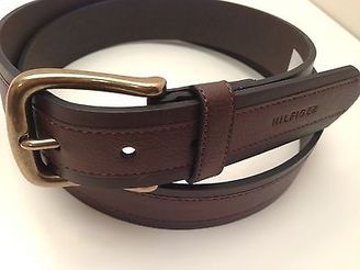 Tommy Hilfiger Men's Leather Belt *Brown w/ Gold Buckle* Size 32 34 36 38 40 42