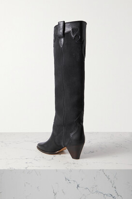 Isabel Marant Litz Leather-trimmed Suede Knee Boots - Black