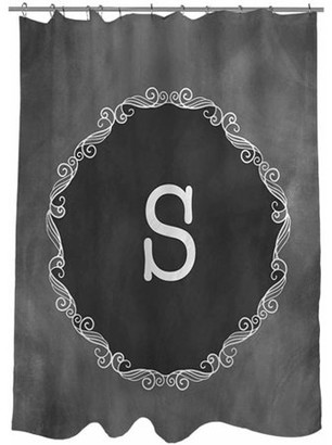 Thumbprintz Chalkboard Scroll Monogram Shower Curtain, Grey