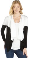 Thumbnail for your product : Magaschoni black and white cotton knit colorblock waterfall cardigan