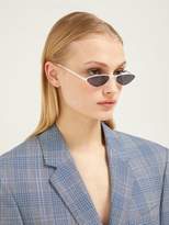 Thumbnail for your product : Eliza J Andy Wolf Oval Metal Sunglasses - Womens - White