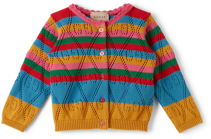 Gucci Baby Multicolor Cotton GG Knit Cardigan - ShopStyle Girls