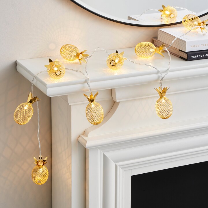 Dunelm Gold Metal Mesh Pineapple LED String Lights Gold ShopStyle