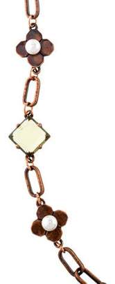 Tory Burch Faux Pearl & Crystal Station Necklace