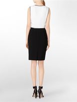 Thumbnail for your product : Calvin Klein Womens Colorblock Deep V-Neck Belted Dress