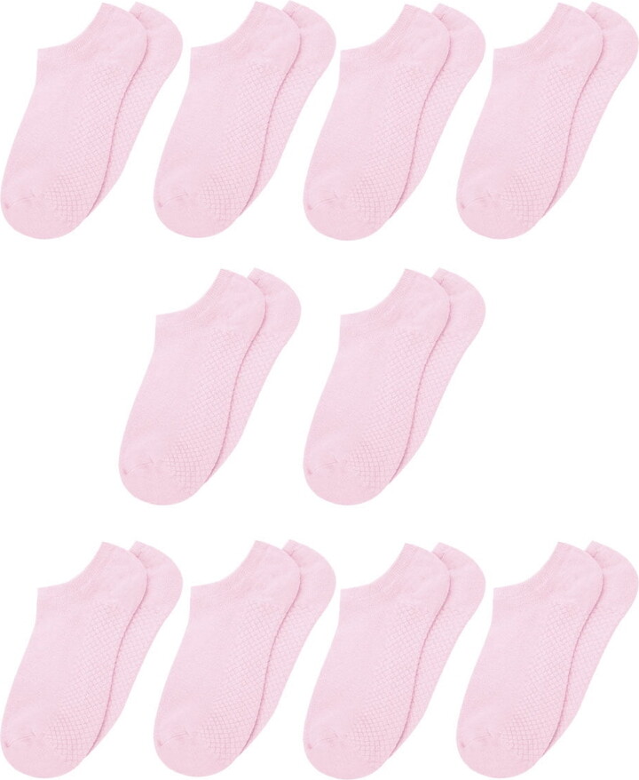 Unique Bargains Women Soft Low Cut Textured Sole Ankle Socks 10 Pairs Pink