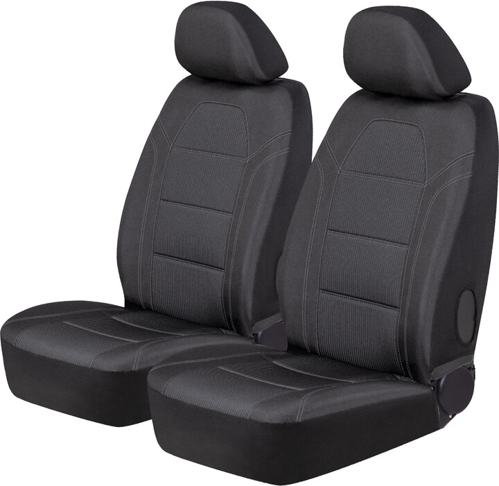 Auto Drive 2Piece Truck Seat Cover Santos, Jacquard Black - Universal Fit, 2202SC08