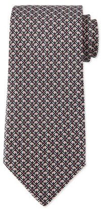 Ferragamo Elephant-Print Silk Tie, Gray/Pink