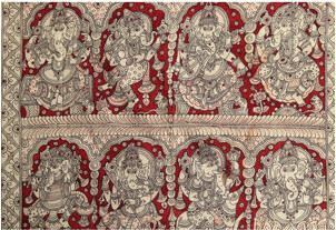 Exotic India Ashtavinayak - Eight Forms Of Ganesha | Kalamkari Painting On Cotton