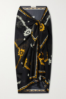 Tory Burch - Floral-print Cotton-voile Pareo - Black